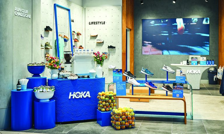 custom blue Hoka coffee cart