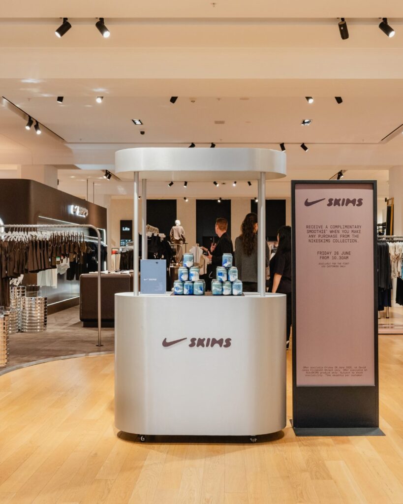 NikeSKIMS branded vending cart at an in-store pop-up