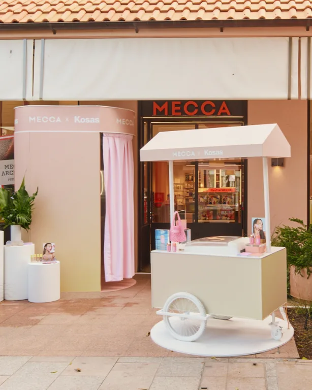 MECCA x Kosas cart outside store