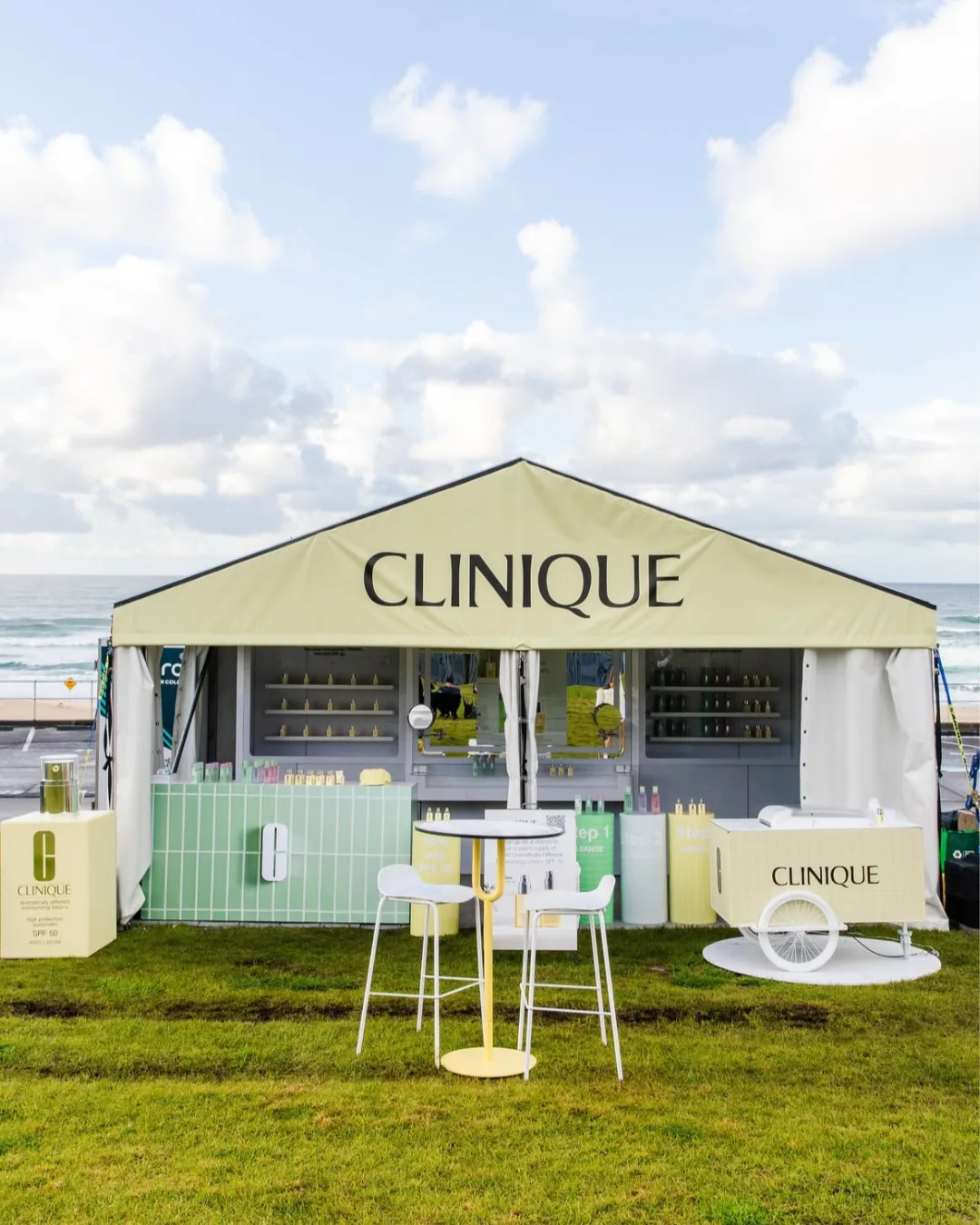 Clinique beachside activation marquee