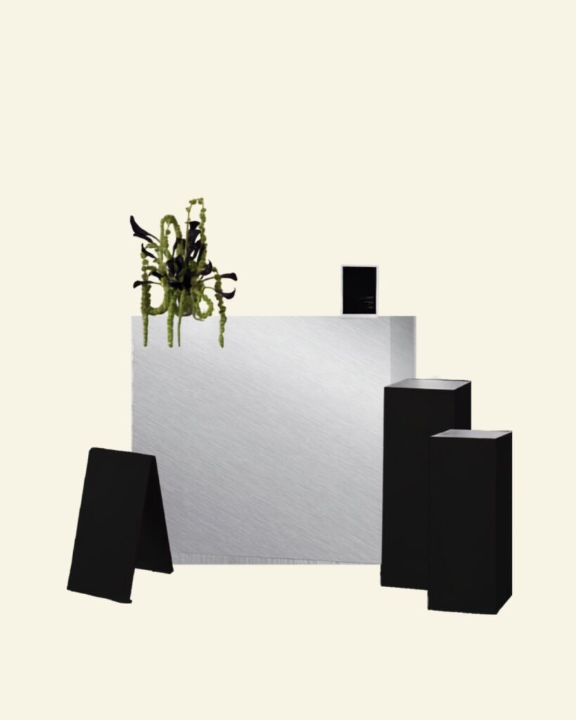Box Bar brushed metal coffee bar with plinths