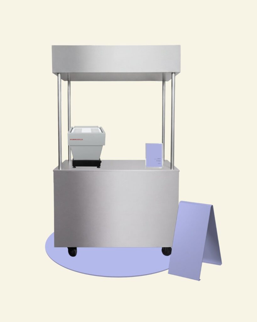 Canopy Cart mobile coffee cart with overhead canopy and espresso machine