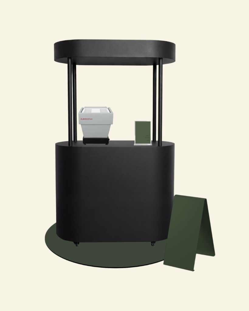 Curve Bar with Canopy mobile coffee cart with espresso machine